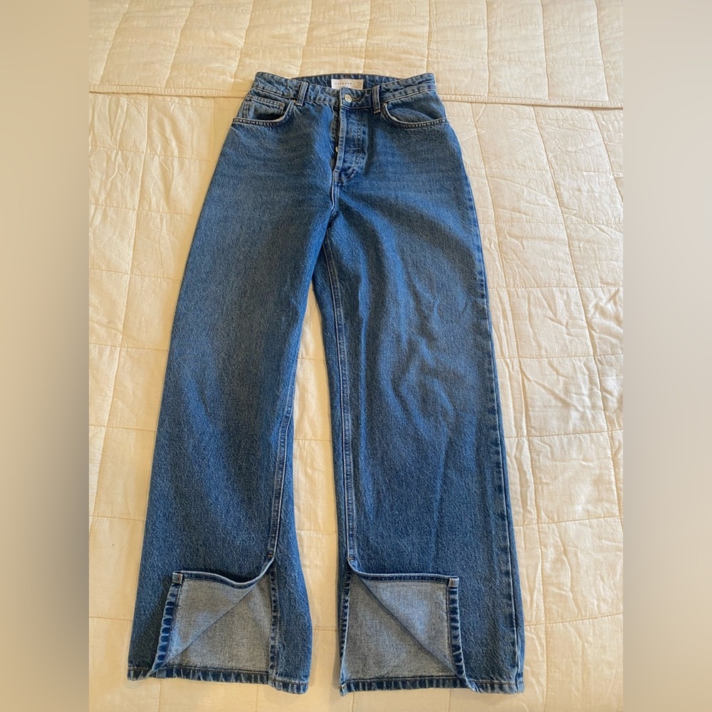 Topshop High Rise wide leg straight jeans